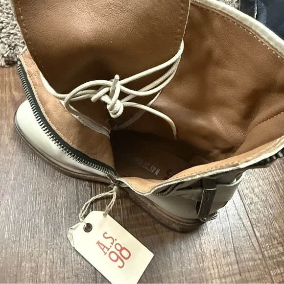 A.S.98 Faust Off-White Lace-Up Moto Leather Boots 
Size 37EU Women - Picture 13 of 16